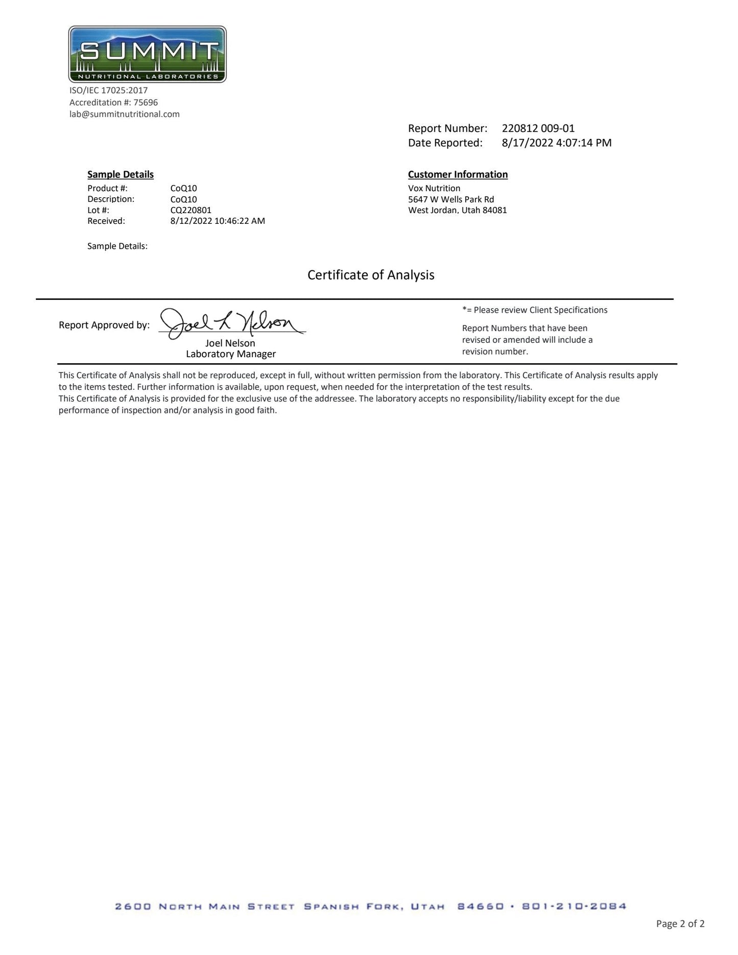 CoQ10 Vitality (Ubiquinone)